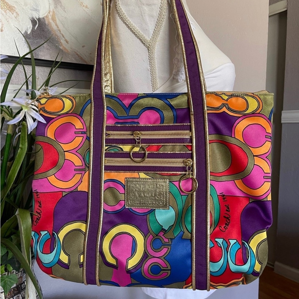 **LIMITED EDITION **Coach Poppy Bright Multicolor Tote Bag